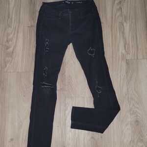 Hollister Black Ripped Super Skinny Jeans 5Long